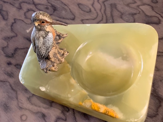 Vienesse Bronze Kingfisher On Onyx Stand