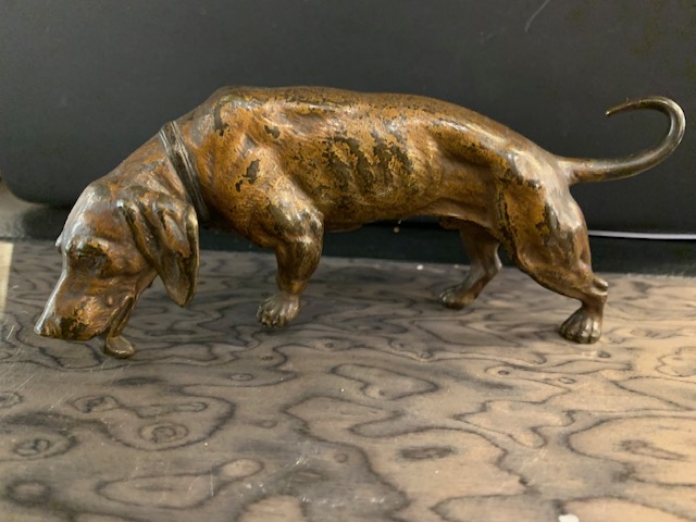 Viennese Bronze Dog Statue  