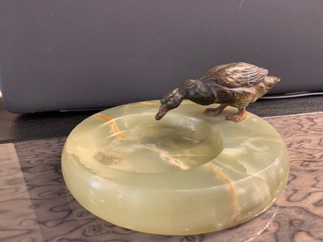 Viennese Bronze Duck On Onyx Stand