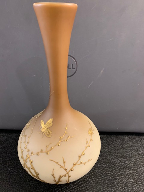 Satin Glass Gold Glit Design Vase